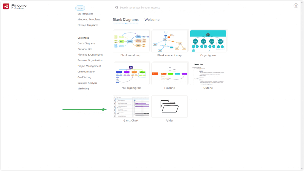 Gantt chart software Step 1