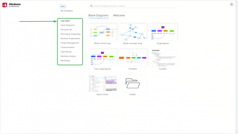 Mind map app use cases templates