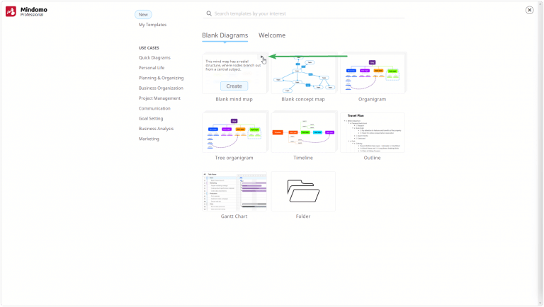 How to create a blank mind map