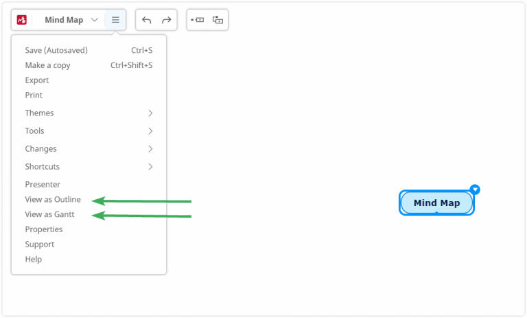 Turn your mind map into outline and Gantt chart